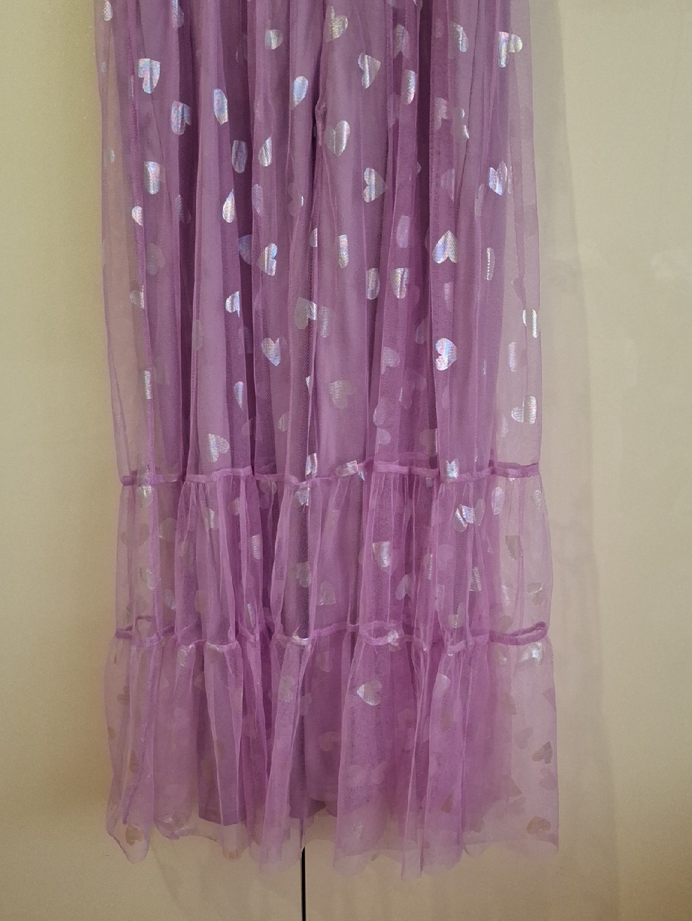 Betsey Johnson Lavender Tulle Dress with Metallic Heart Accents - Picture 4 of 5